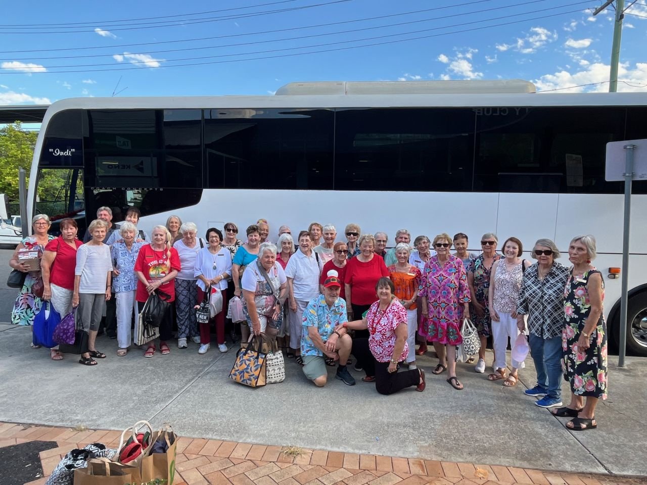Members and guests enjoying arriving back from our Christmas celebration final day-bus trip for 2025 which took us to Rudd's Pub at Nobby