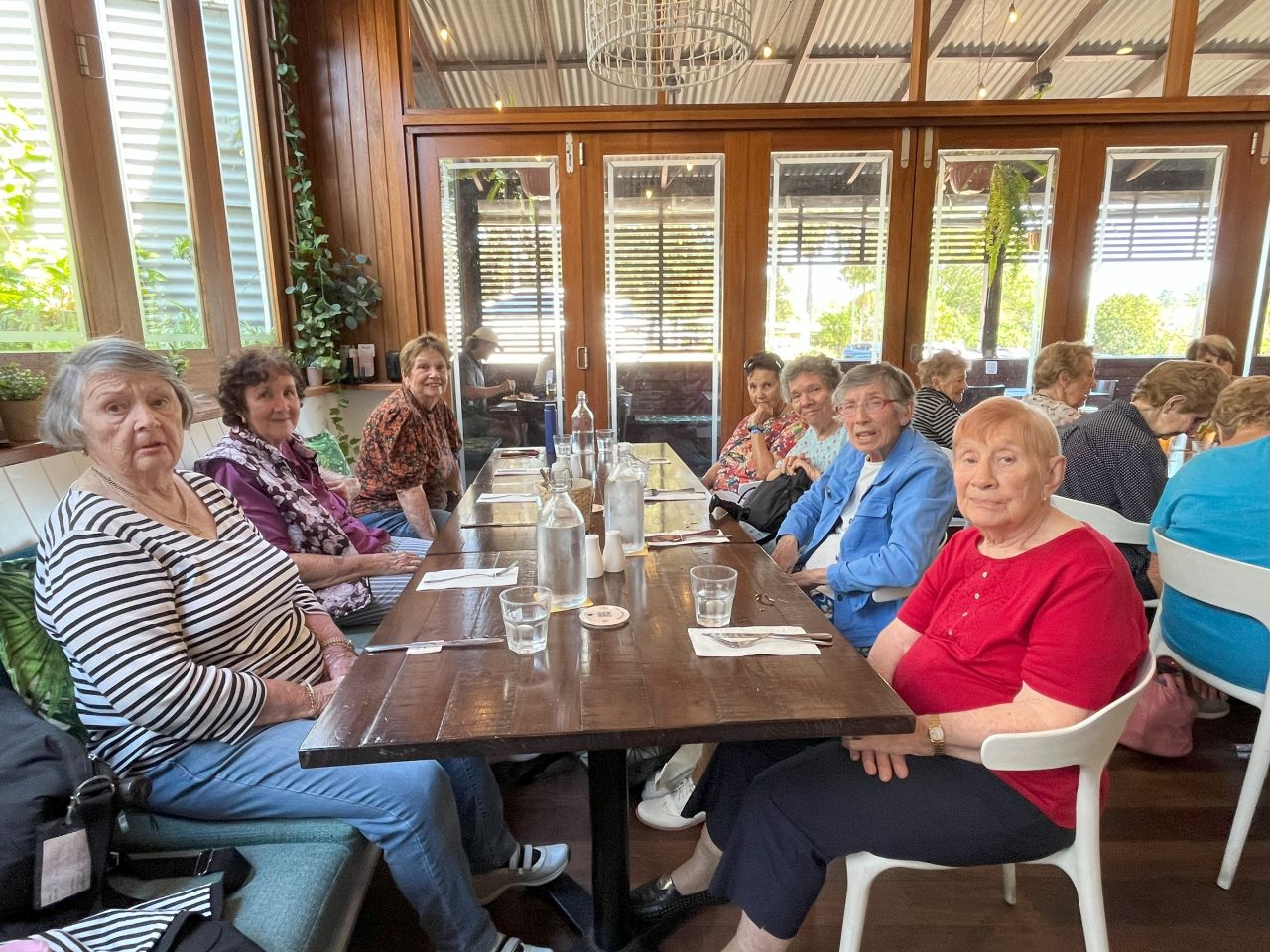 Members enjoying lunch at the Woombye Pub during the September 2025 day bus trip