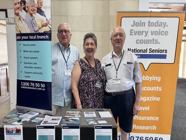 The Brighton Branch of National Seniors had an information stall at the two Seniors Forums earlier in March, hosted by Federal MP the Hon Louise Miller Frost.
Pictured are Graham Sporn, Julie Hockley and Graham Gurry.