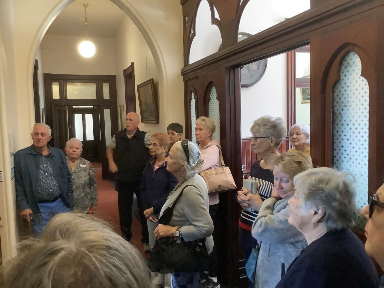 Touring Abbey of Roses in Warwick before lunch.