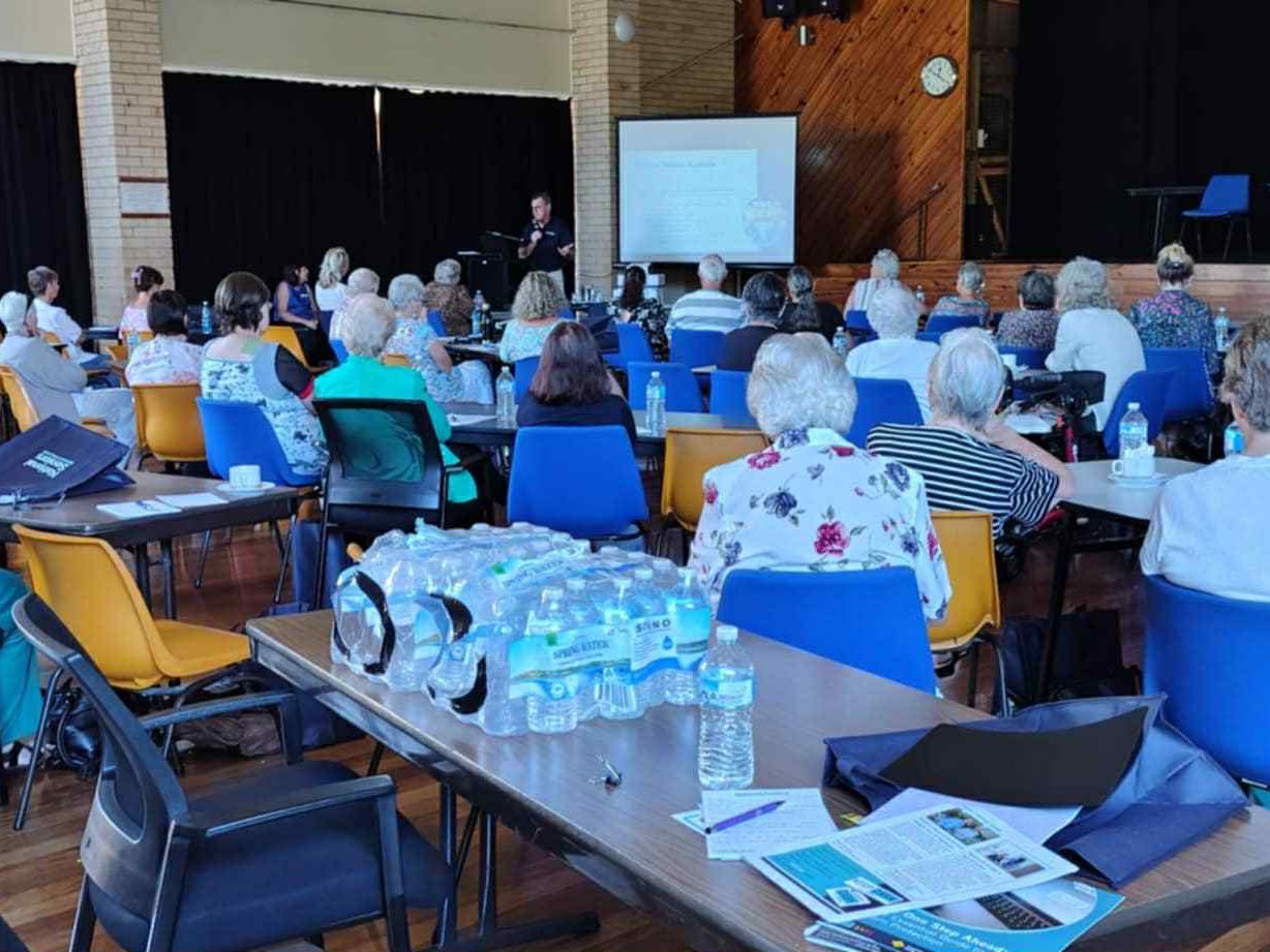 Front and centre!  You can see our determination to keep everyone hydrated!

Water!  Our most important resource.

Seniors Forum and Childers Branch Launch Event 8/10/2025