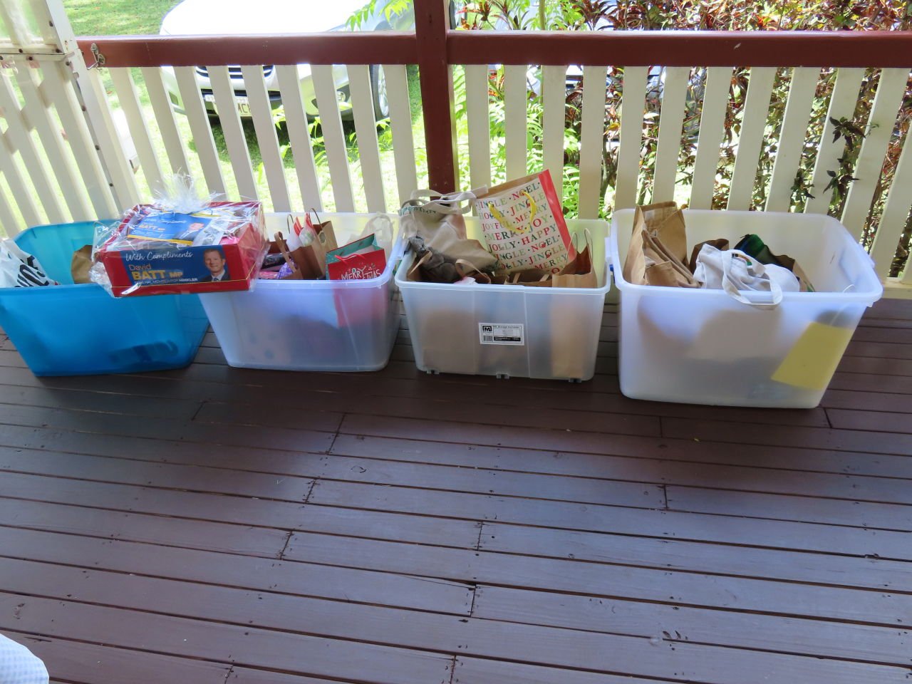 Good Cause Santa Claus December Catch up at the Childers CWA Cottage. The wonderful donations received on the day.