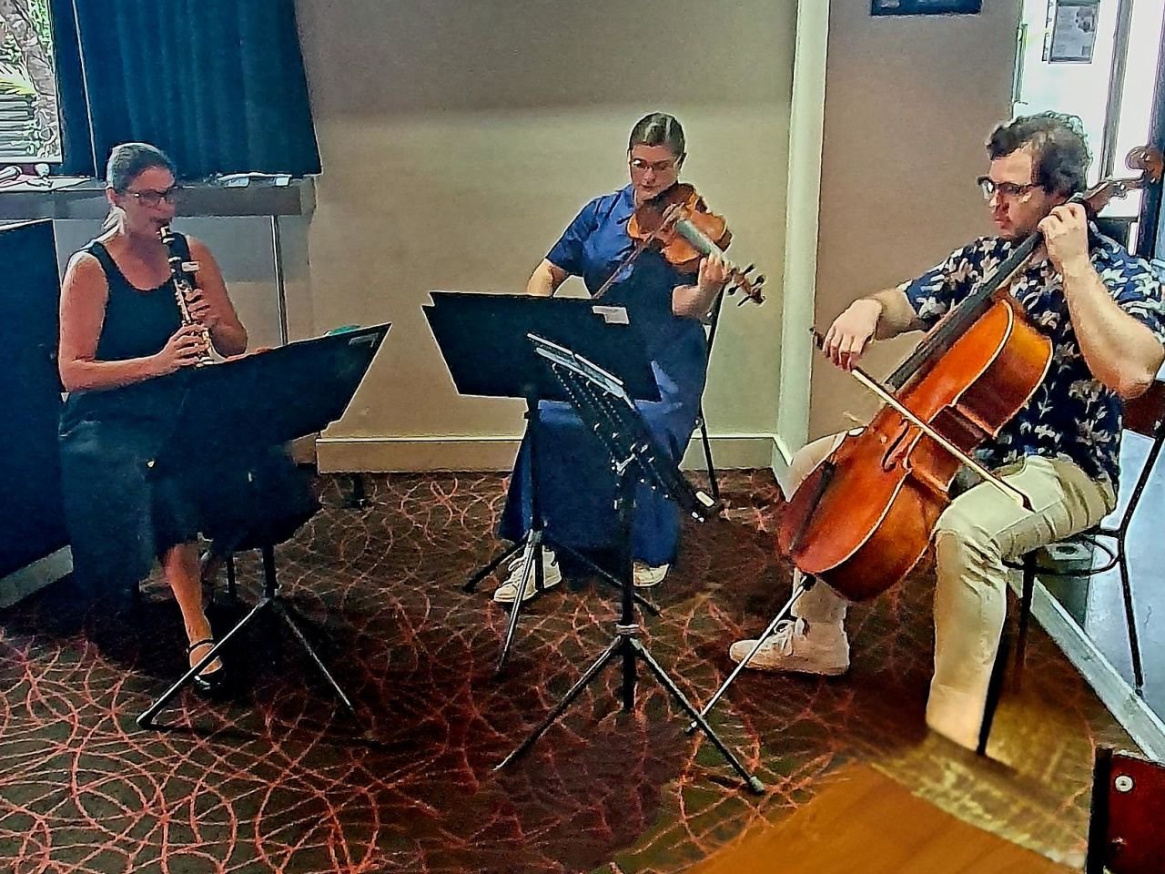 The Argyle Trio at our GM 5th March 2025, performing the Mozart Divertimento #2 439b. It was played to perfection by Cathy on Clarinet, Elizabeth playing the Viola, and Thomas on Cello. Thank you all so much.