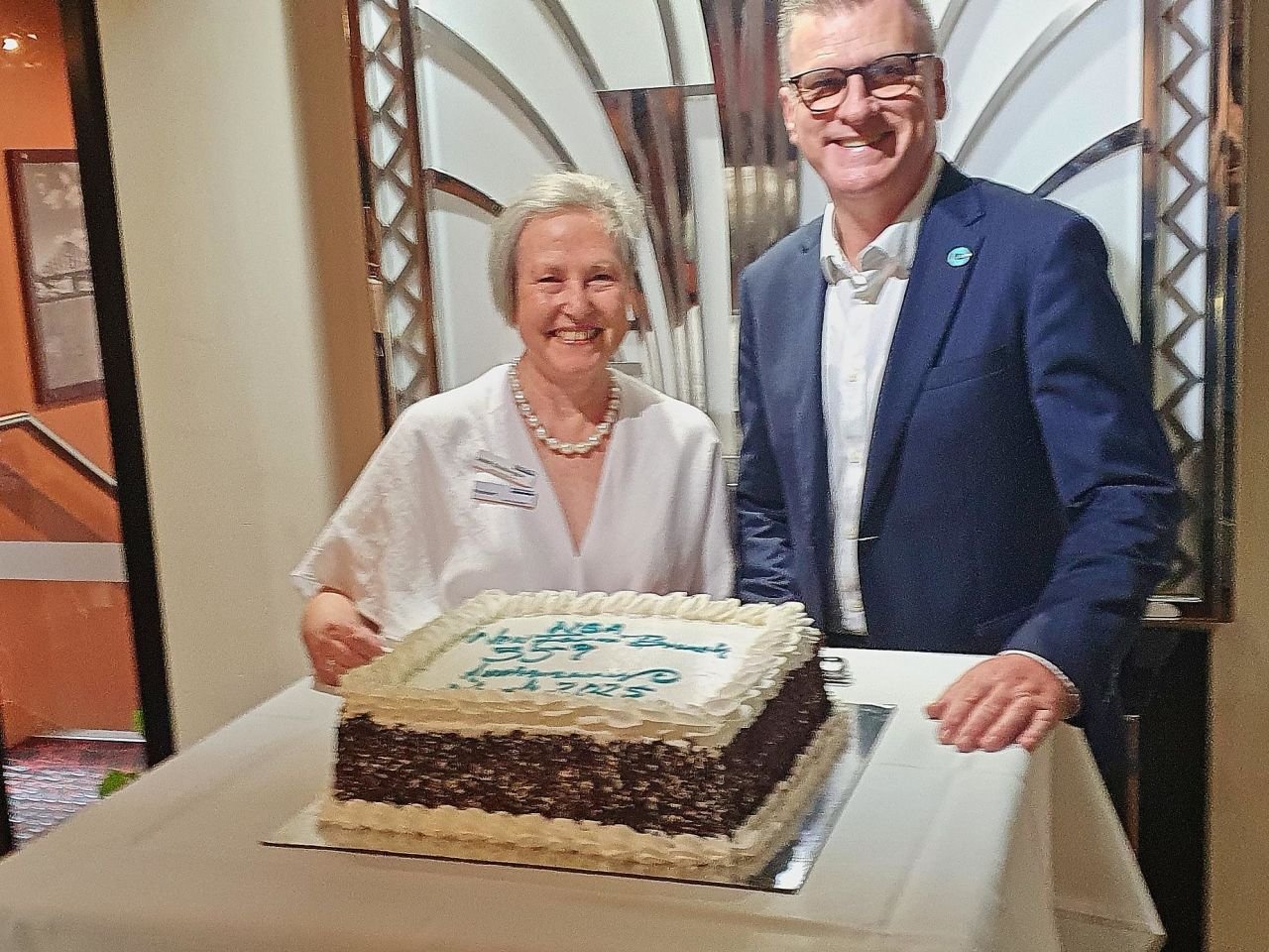 Our CEO Chris Grice and President Anne cutting the Anniversary cake at GM on the 5th March 2025.