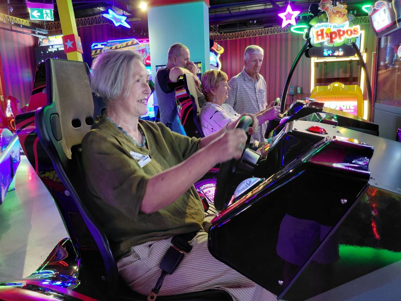 October 2025.
Checking out the arcade games at 
Archie Brothers Arcade in Brisbane, at the Brisbane launch of the NSA Report into 'What Makes Older Australians Happy?'