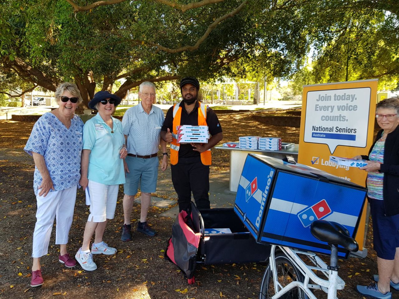 Pizza in the Park.
Delicious lunch in New Farm Park delivered by Domino's and supported by The Brunswick Hotel. Thanks guys!
August 2023.
Photo: Courtesy Francesca.