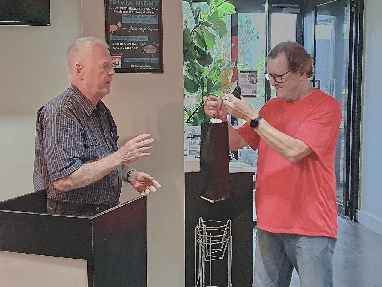 April GM 2025.
John Crook accepting a vote of thanks from Graeme Kidd.