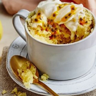 Lemon and passionfruit mug cake