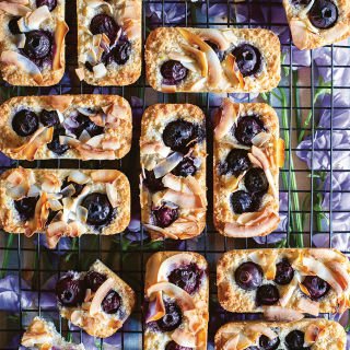 Blueberry, coconut, and lemon bars