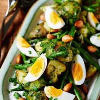 Warm bean and potato salad