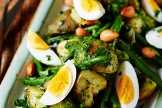 Warm bean and potato salad