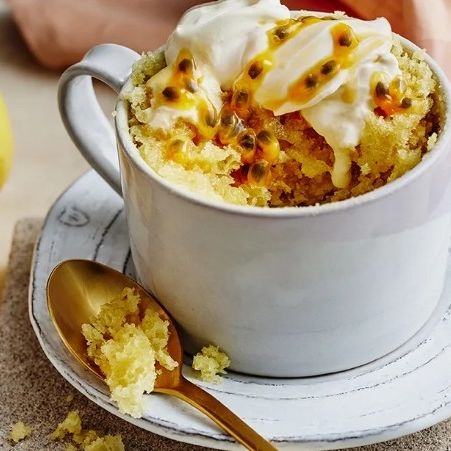 Lemon and passionfruit mug cake