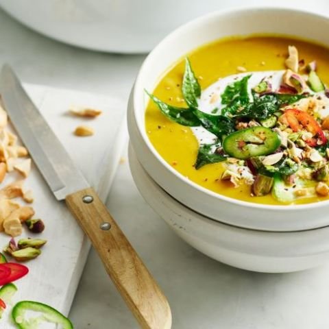 Indian-spiced red lentil and pumpkin soup